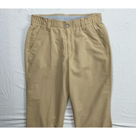 Under Armour Loose Lightweight Flex Waist Microfiber Golf Pants. Beige, 30X34. - Picture 1 of 9